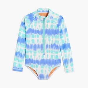 Kids Girls' tie-dye rash guard UPF Swimwear in Blue and White Crewcuts Swimsuit‎